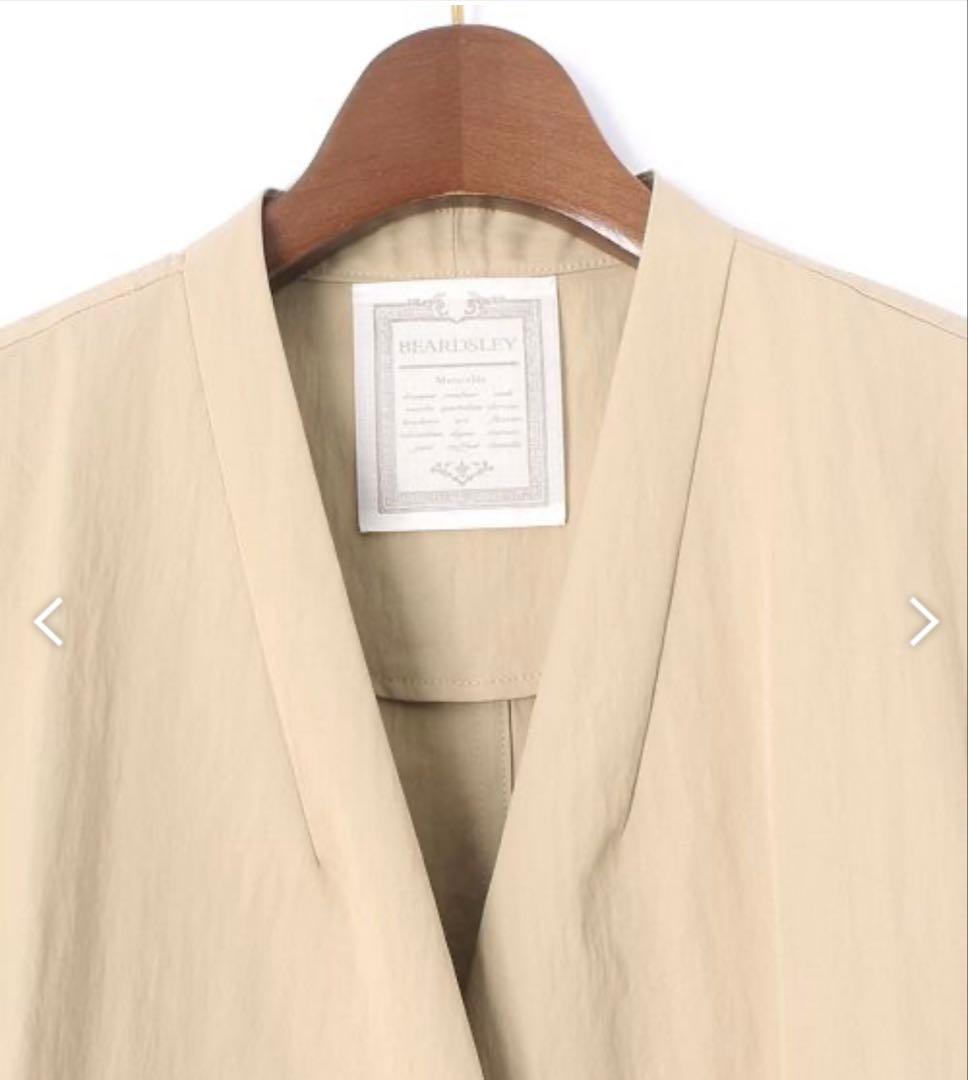 BEARDSLEY 袖口ニット トレンチコート ノーカラー ベージュ