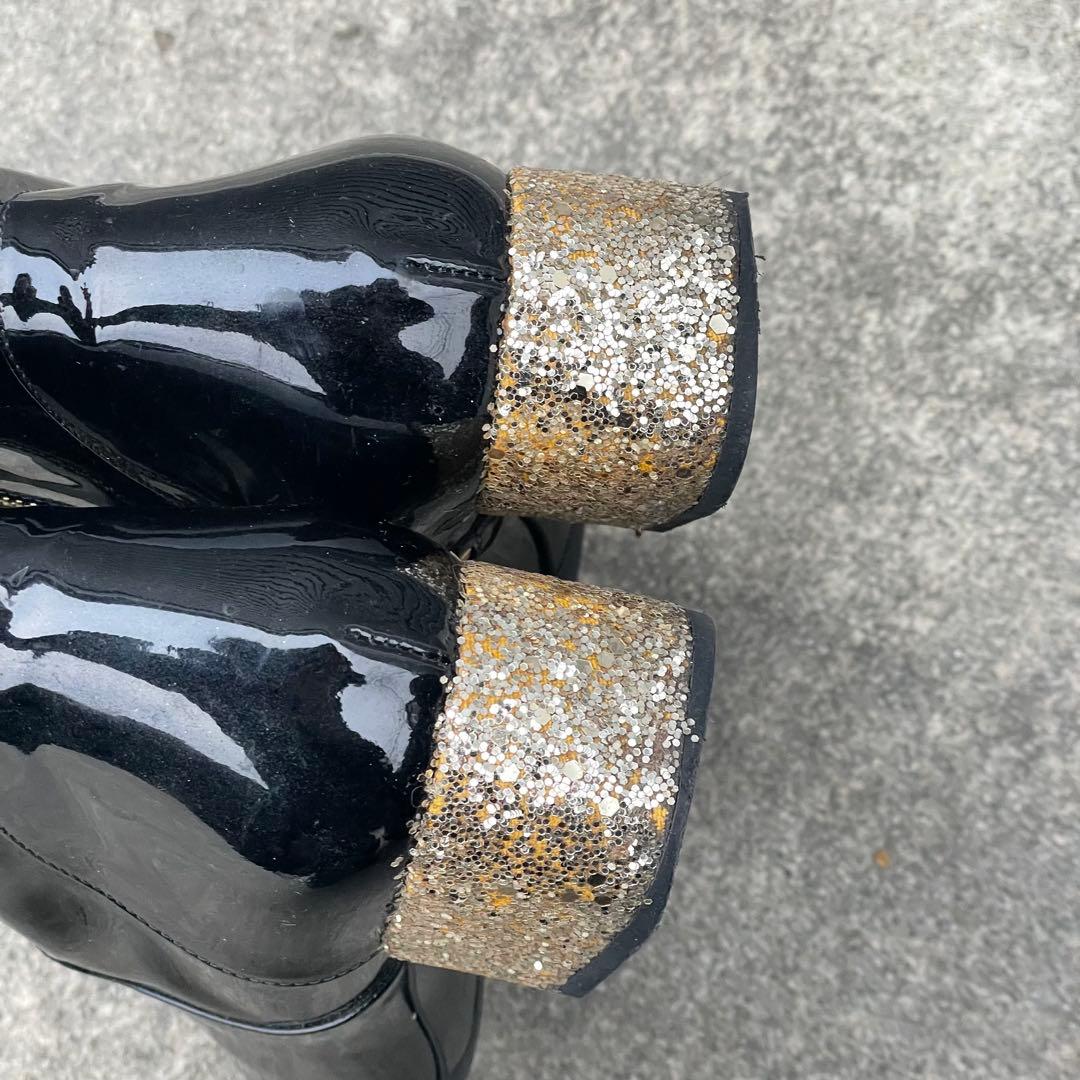 saint laurent パテントレザー y2k ゴールド ブーツ レア