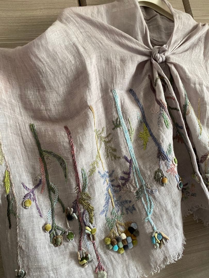 美品　希少　Sophie digard ストール　リネン　ハンドメイド　高級