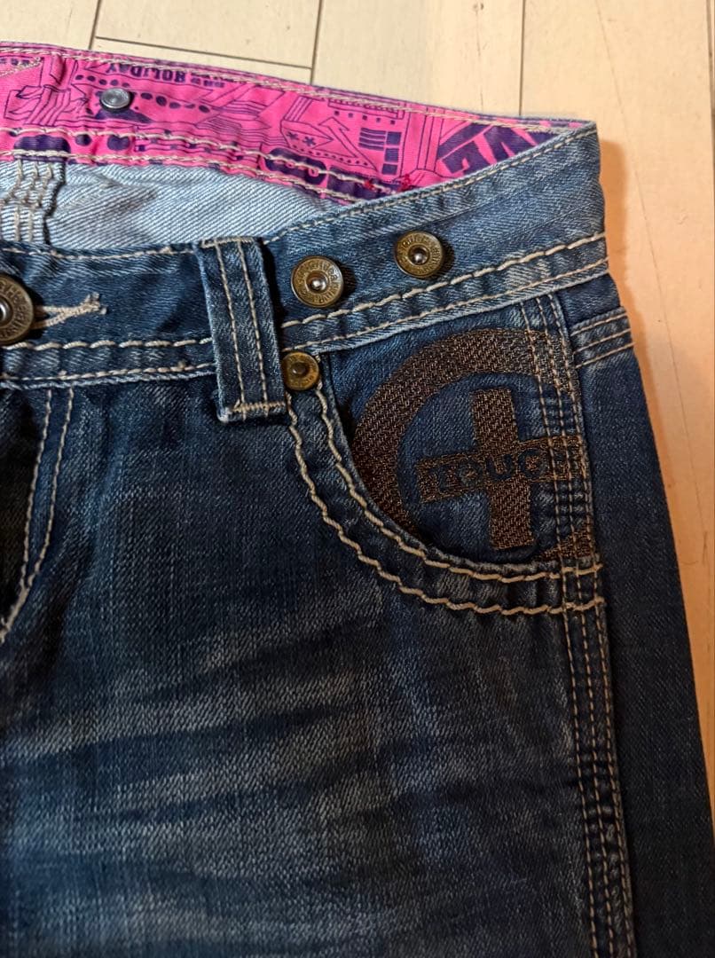 Y2K グランジ 平成ギャル ローライズデニム フレア 刺繍 00s 海外ガール