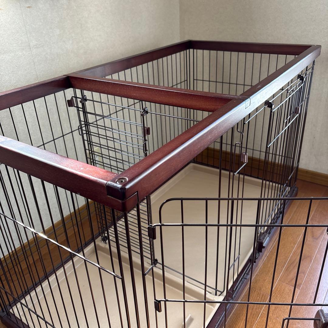 犬用ケージ ブラウン W124cm x D62cm x H70cm