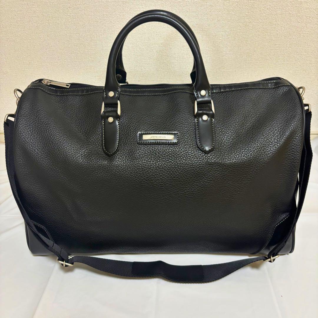 【美品】 ✨ピエールカルダン シボ革 2way ボストンバッグ 黒