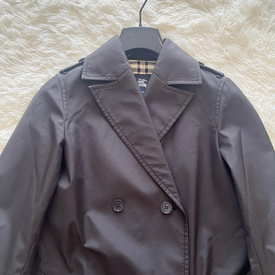 極美品　バーバリー　トレンチコート　ノバチェック　黒　ハーフジャケット