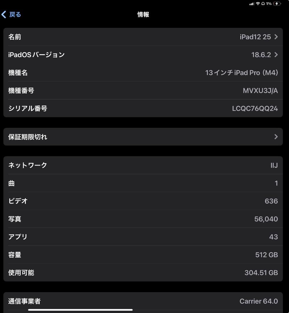 iPad Pro M4 13　512GB セルラー SIMフリー フルセット