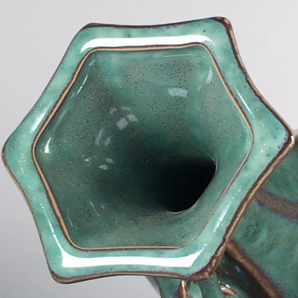 窯変双耳六角瓶賞瓶  景徳鎮 陶磁器 装飾品 現代工芸品美術品 置物