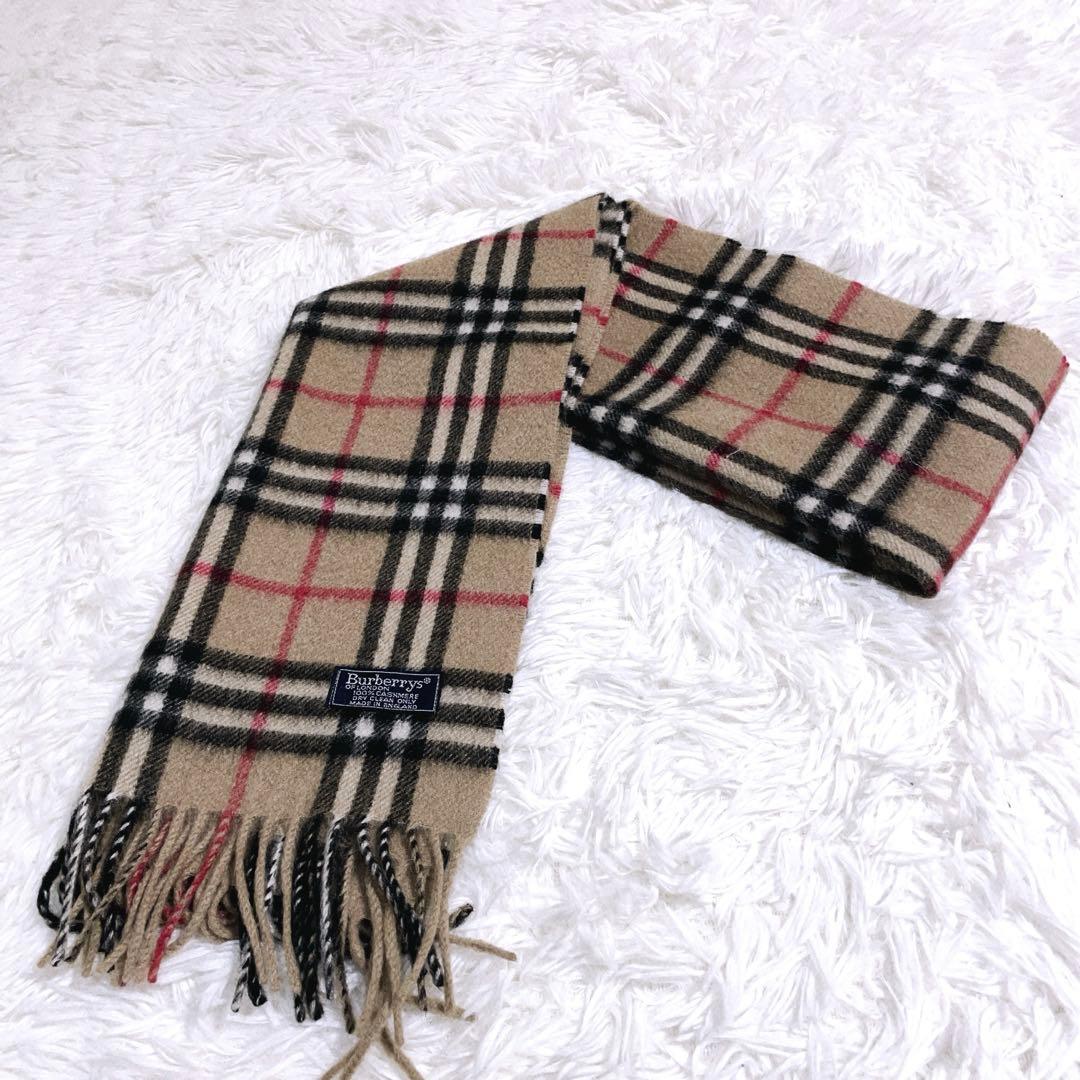 ✨️美品✨️バーバリーロンドン マフラー カシミヤ グレー ノバチェック 英国製