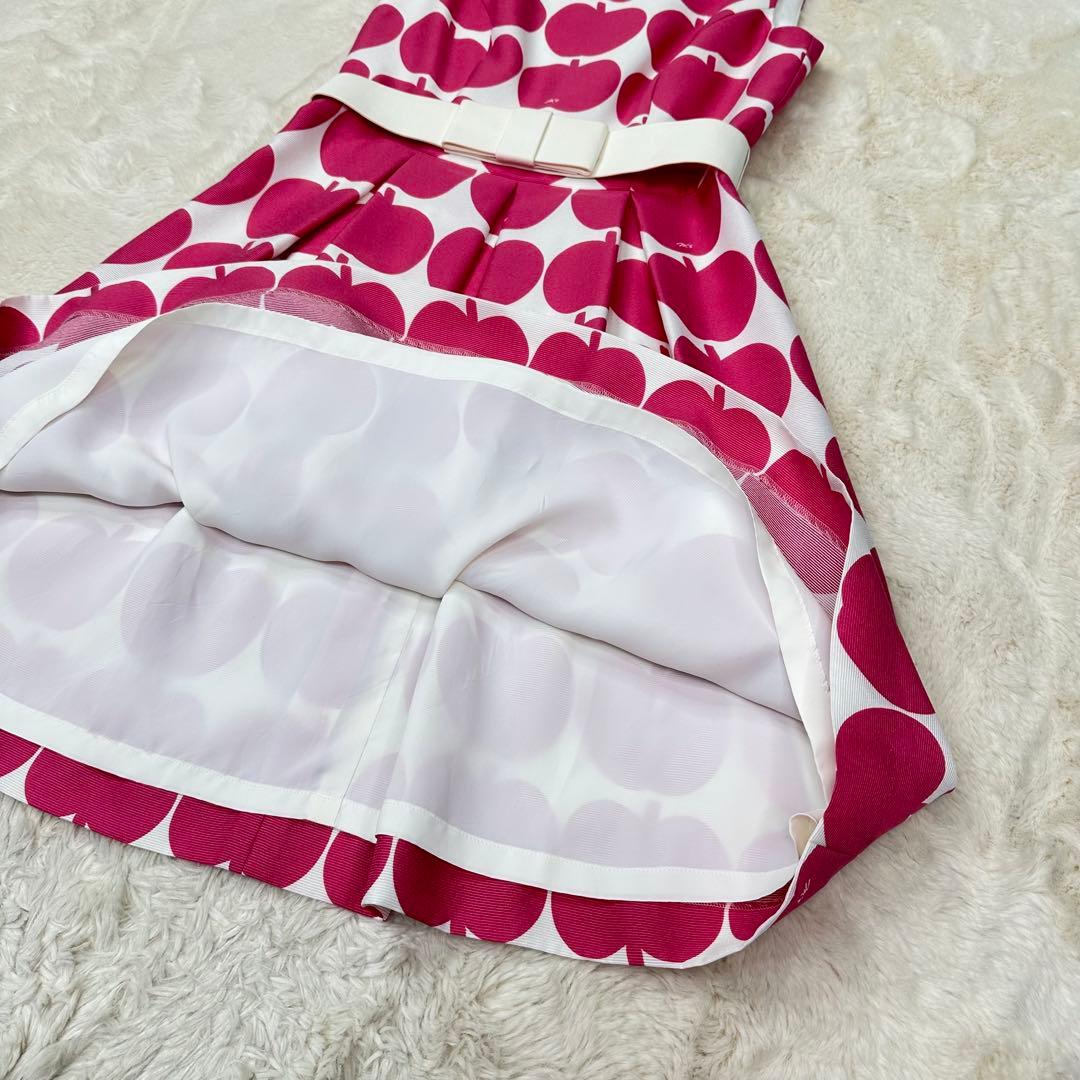 ✨美品✨M’S GRACY アップル柄×白リボン ワンピース 38 M