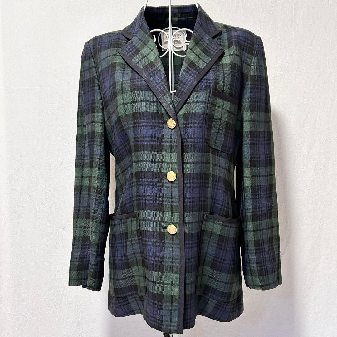美品 バーバリー テーラードジャケット チェック柄 ジャケット 上着 春服 麻
