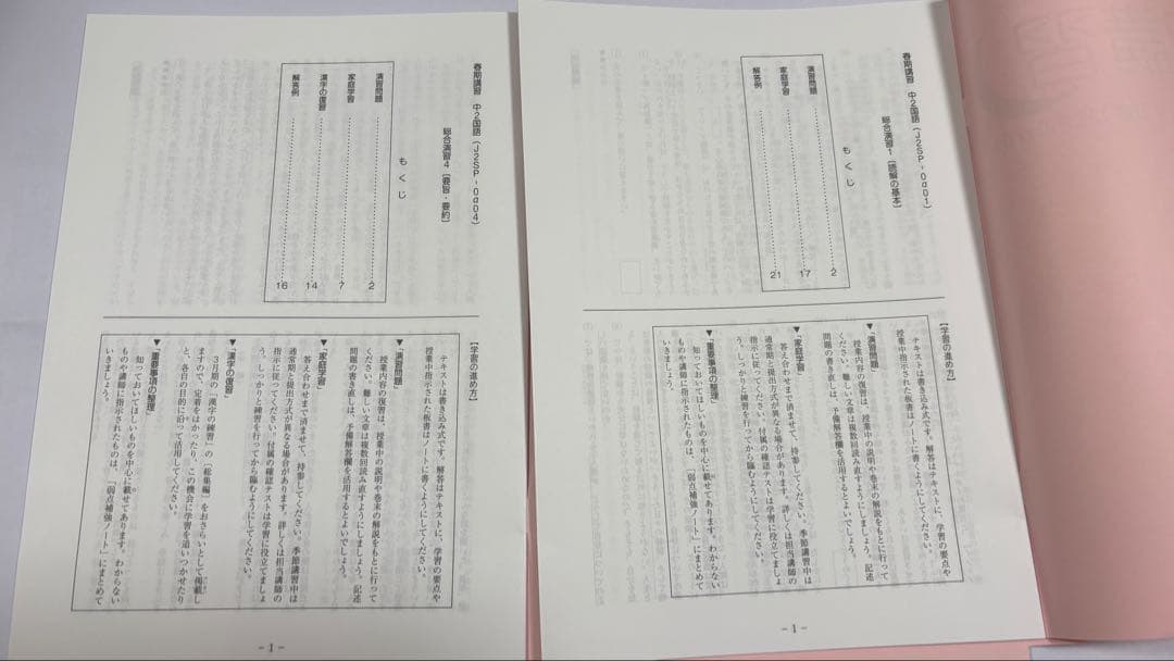 SAPIX中学２年生用の国語「MAIN SAPIX春期講習」夏期講習」冬期講習」