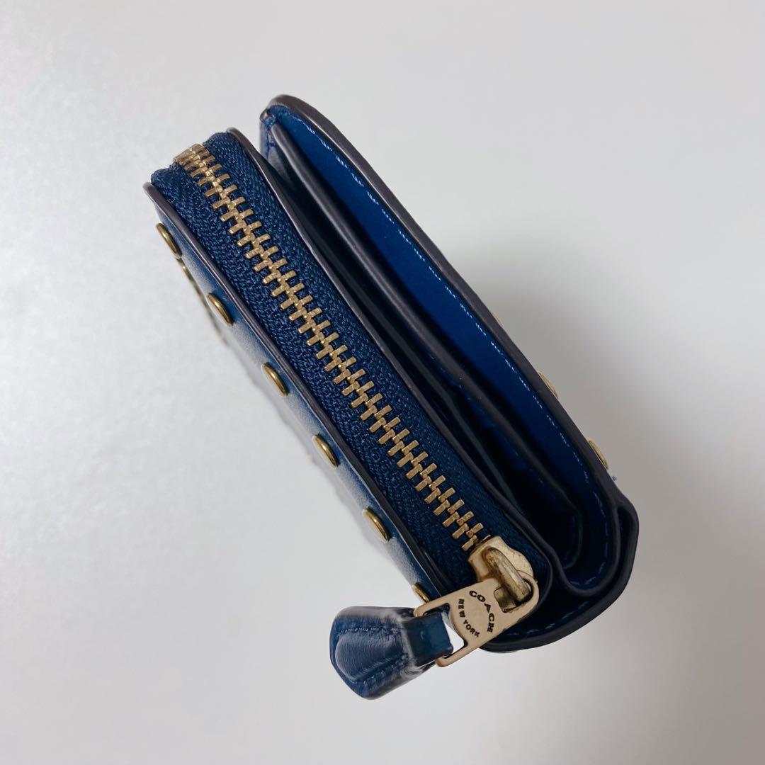 【大人気！】COACHコーチ★ビルフォールドウォレットリベット★青ブルーBLUE