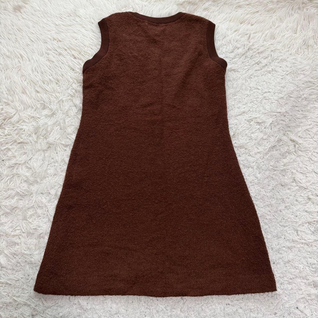 希少美品　サンローラン　ノースリーブワンピース　カサンドラ　ロゴ刺繍　アンゴラ