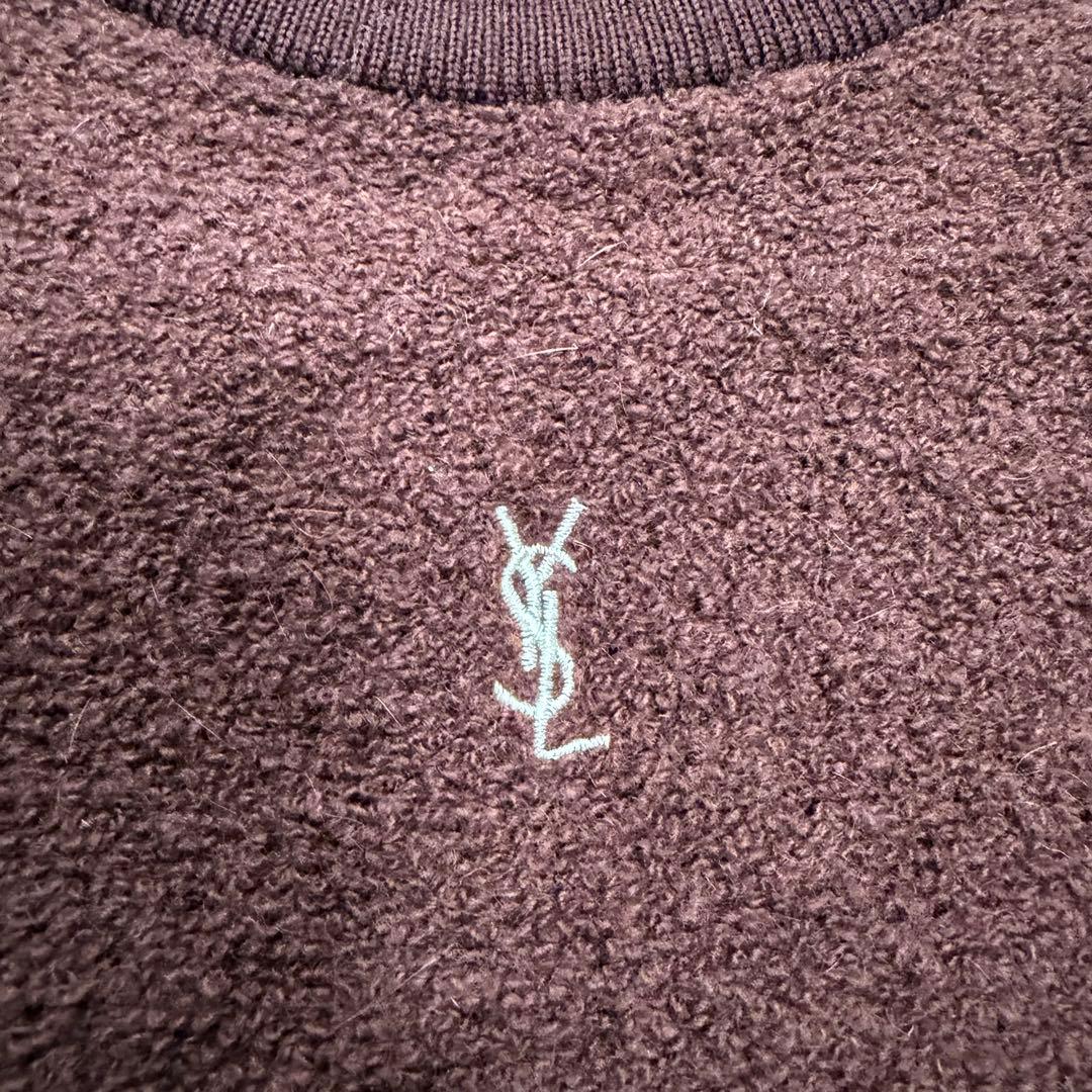 希少美品　サンローラン　ノースリーブワンピース　カサンドラ　ロゴ刺繍　アンゴラ
