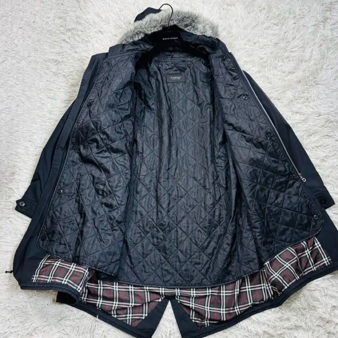 極美品 バーバリーブラックレーベル モッズコート 3way ファー ライナー M