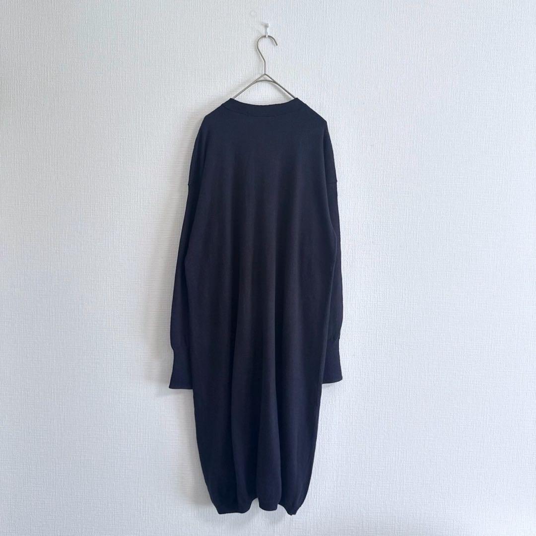 【美品】45R スビン糸起毛ニットロングカーディガン ネイビー 45rpm