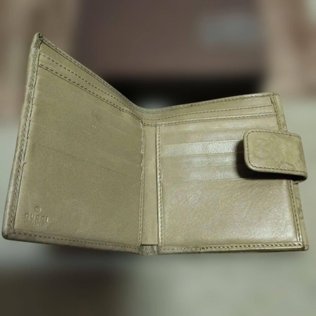 GUCCI ベージュレザー 二つ折り財布【良品】