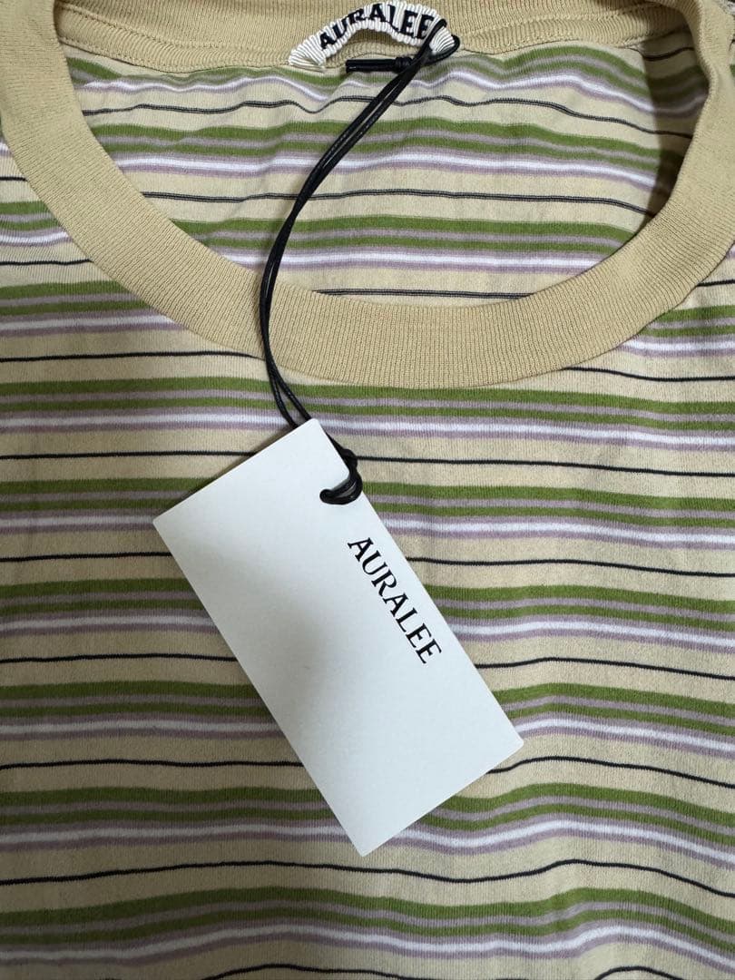 新品　AURALEE HARD TWIST COTTON BORDER TEE