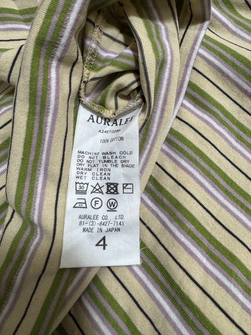 新品　AURALEE HARD TWIST COTTON BORDER TEE