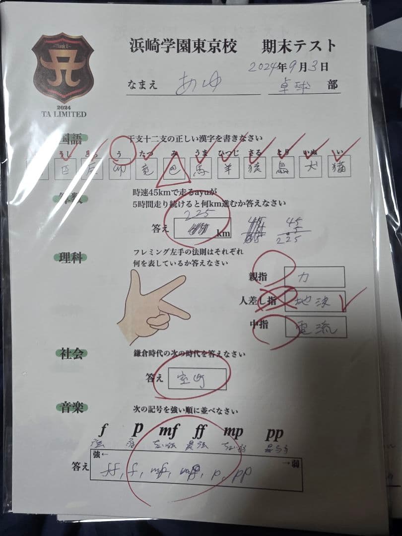 浜崎学園 期末テスト用紙　コレクション　総１０枚 浜崎あゆみ直筆レプリカ