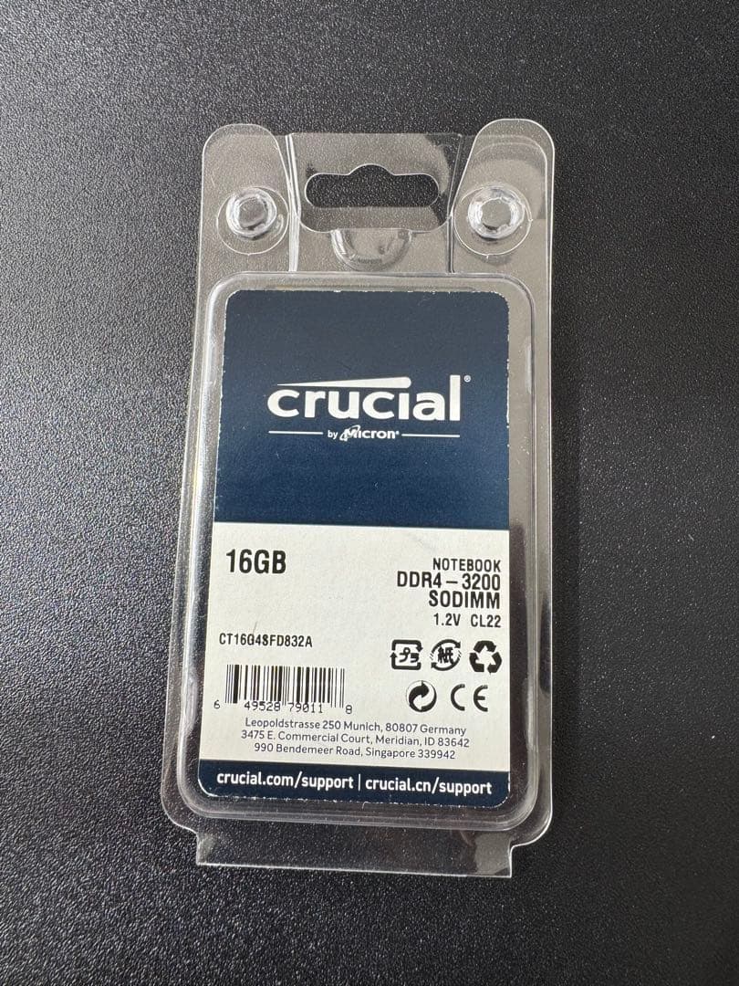 Crucial 16GB DDR4-3200 SODIMM メモリ