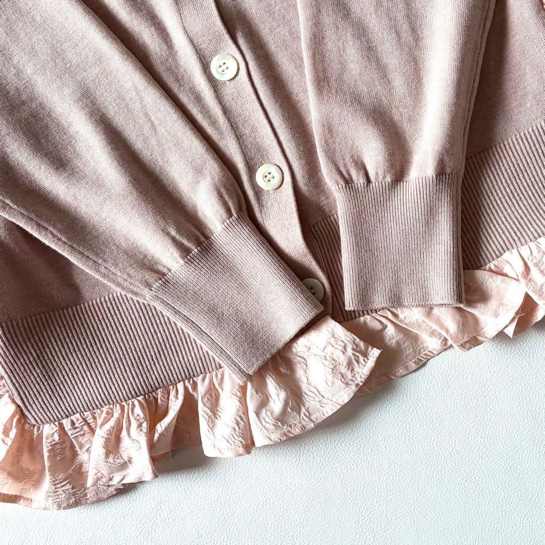 極美品✨OHGA オーガ　FRILL KNIT　フリルニットカーディガン　ピンク