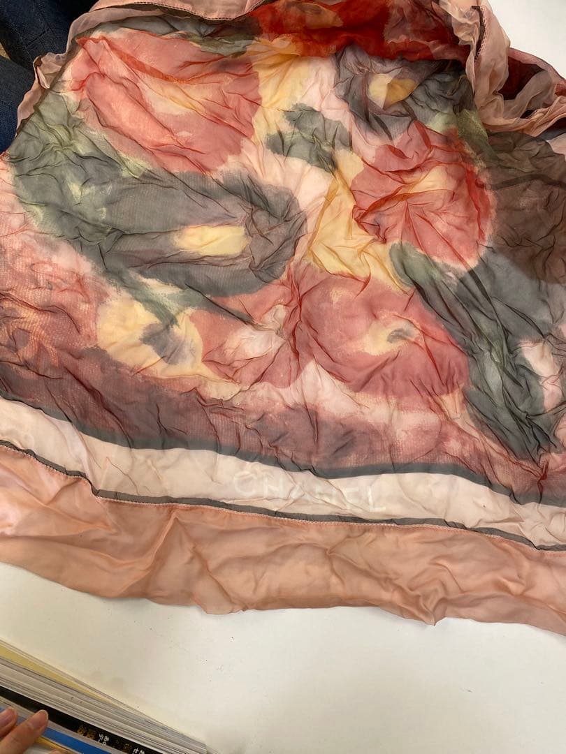 シャネル　花柄シフォンストール 大判
