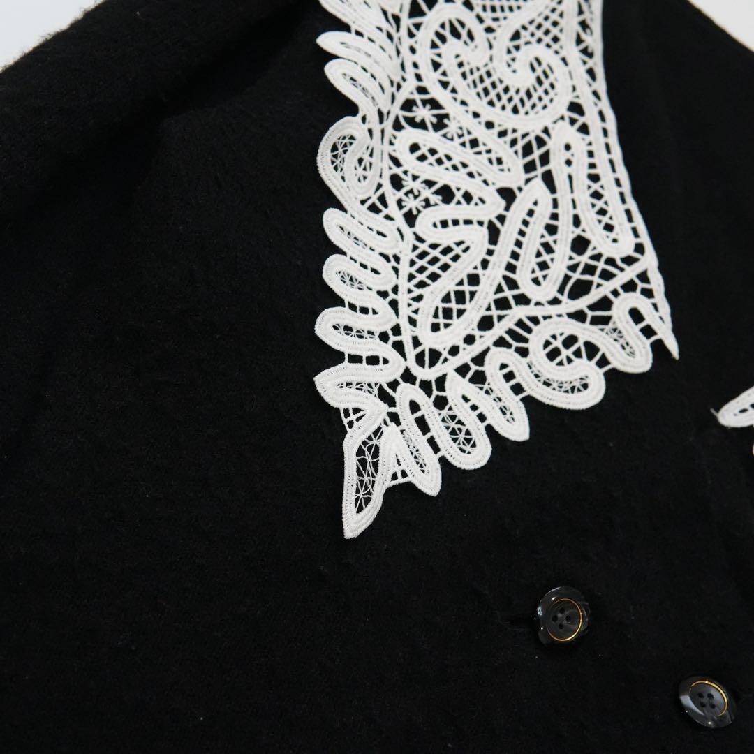 トップス acka. lace collar knit cardigan black