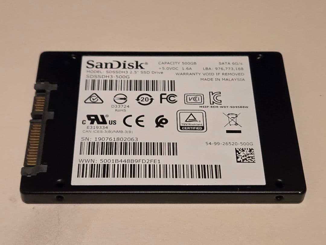 SanDisk Ultra 3D SSD 500GB③◆健康状態99%