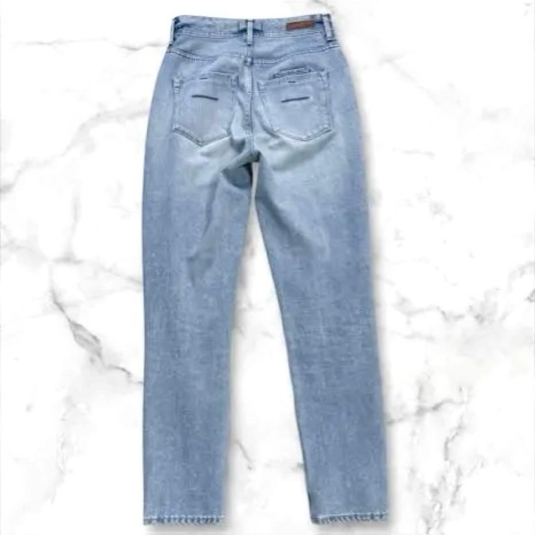 美品 25 ヤヌーク ハイウエストルース TDS デニム スリムテーパード
