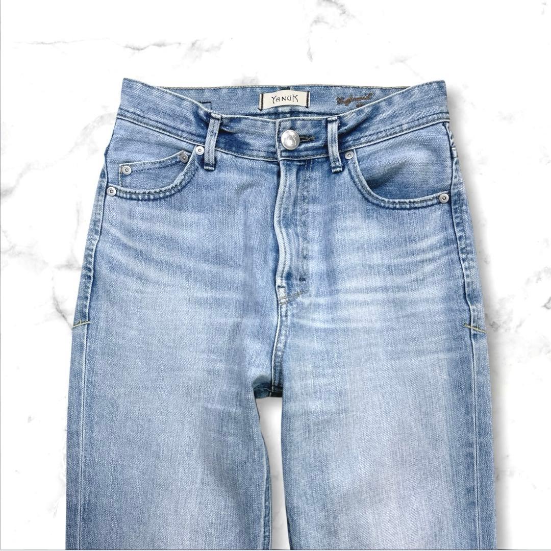 美品 25 ヤヌーク ハイウエストルース TDS デニム スリムテーパード