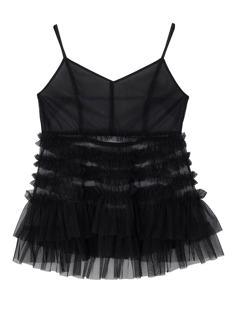 トップス BLACK TULLE RAFFLE CAMI TOP