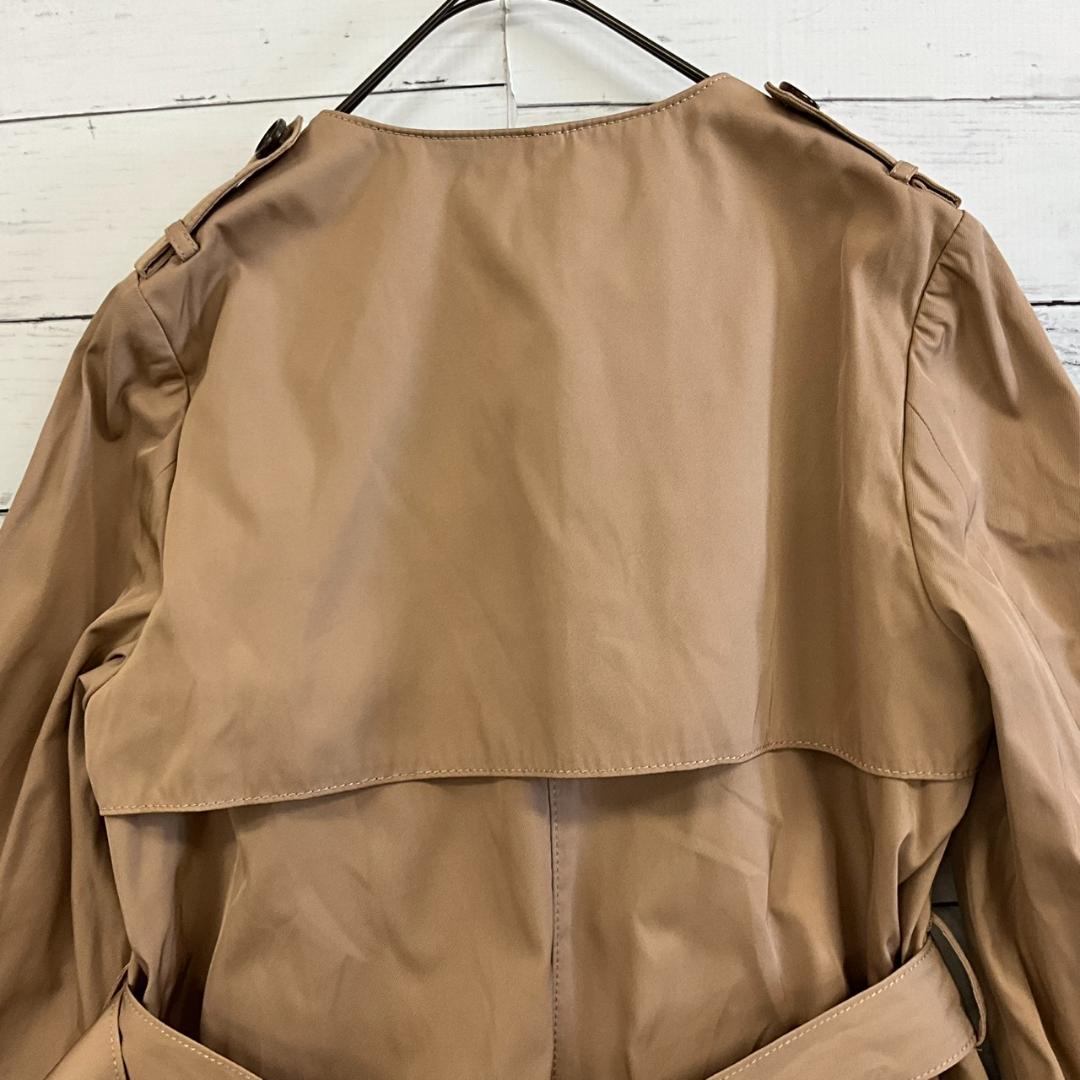 BALLSEY ノーカラー トレンチコート ベージュ ベルト付 38