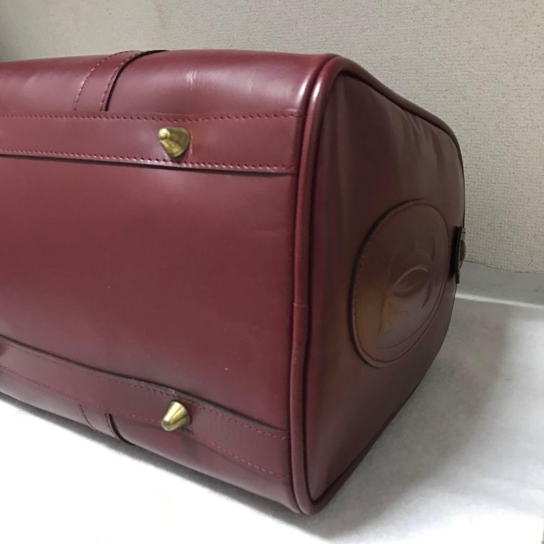 【希少品・袋・鍵付き美品】Cartier バーガンディ レザー ボストンバッグ