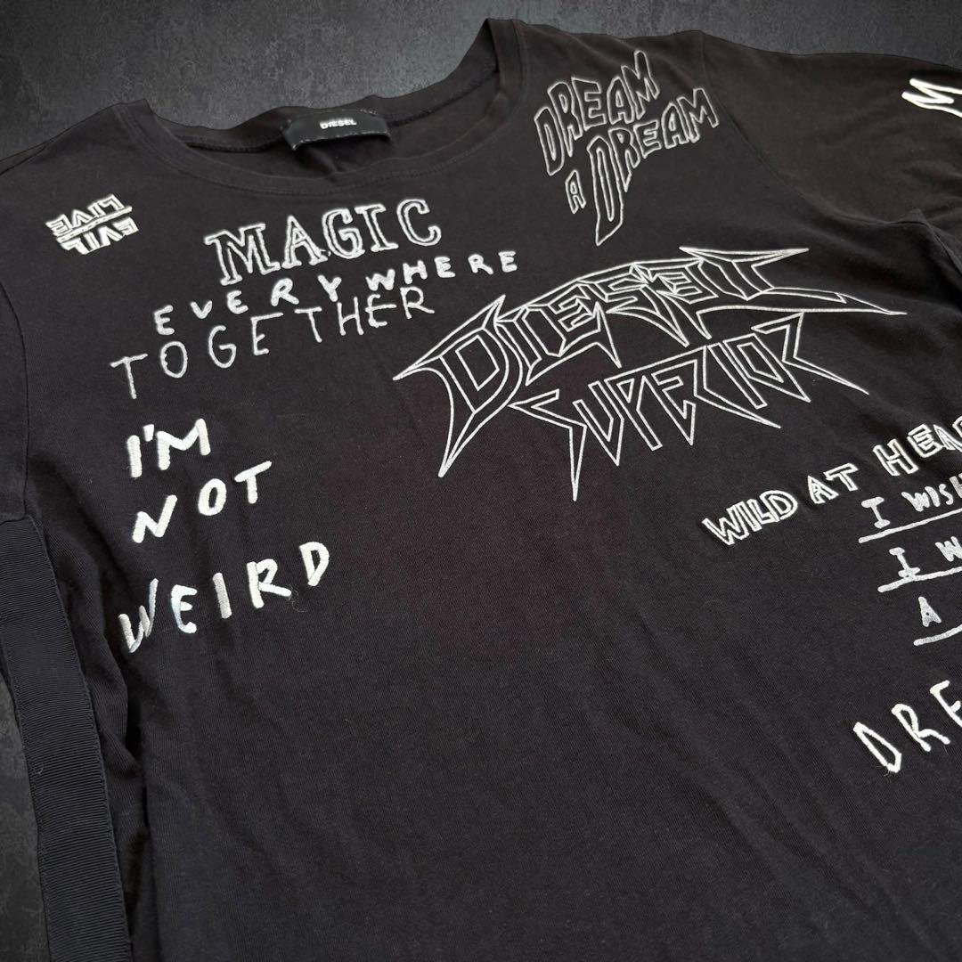 DIESEL 00s スカル サイドベルト Tシャツ y2k 平成ギャル パンク