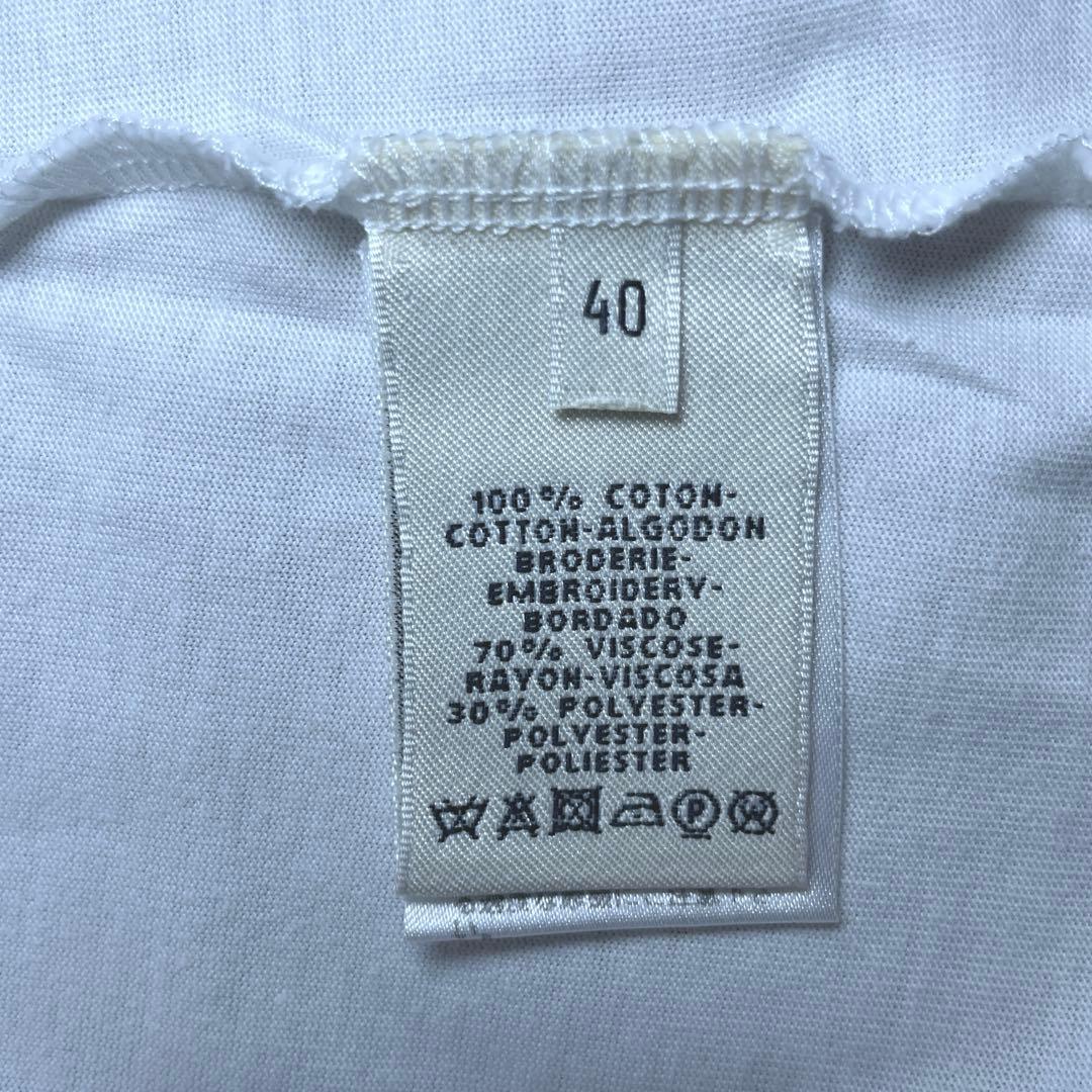 エルメス　白　刺繍入りポケット　Tシャツ