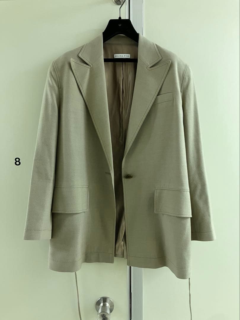 〓REJINA PYO〓 GREEN-BEIGE NYLON混JACKET