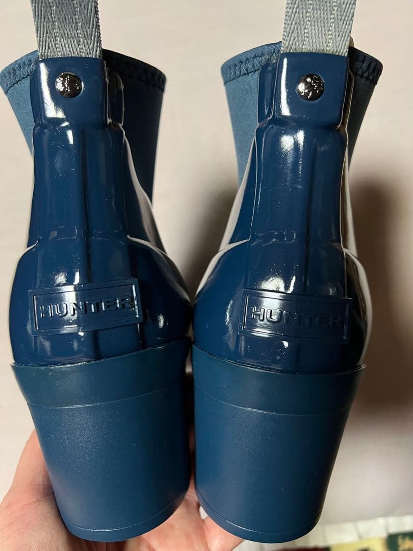 未使用！HUNTERレインブーツ！リファインド　グロス　ミッドヒールブーツ