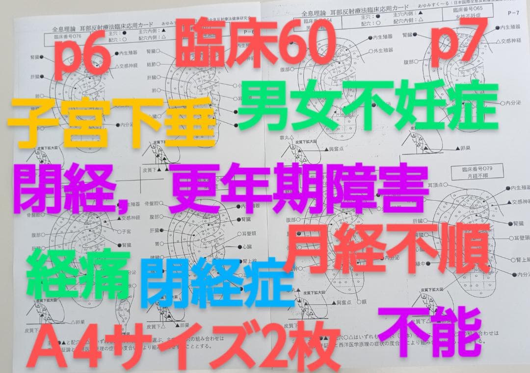 BP32:耳つぼ：臨床例60例集+チャート2+解説プリント（ジュエリー必須）プロ