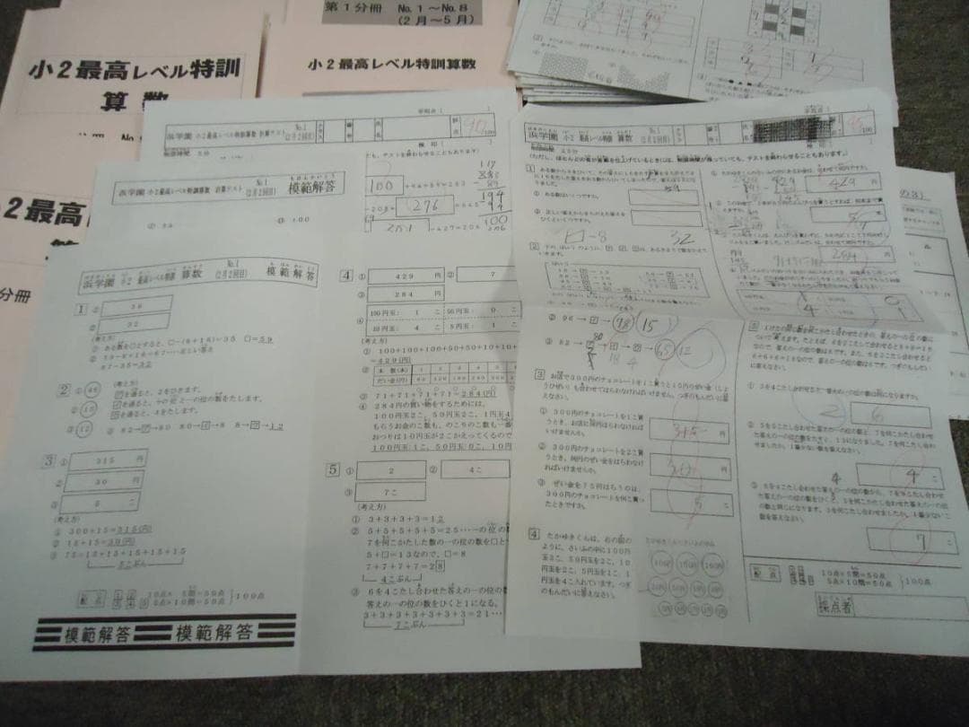 浜学園　小2算数　最高レベル特訓/計算/復習テスト/計算テスト　2016年度版