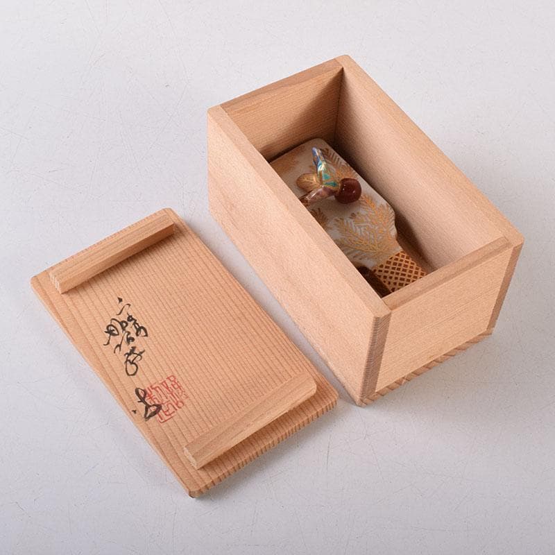 茶道具　京焼　高野昭阿弥作　色絵　羽子板　香合　共箱　V　8091