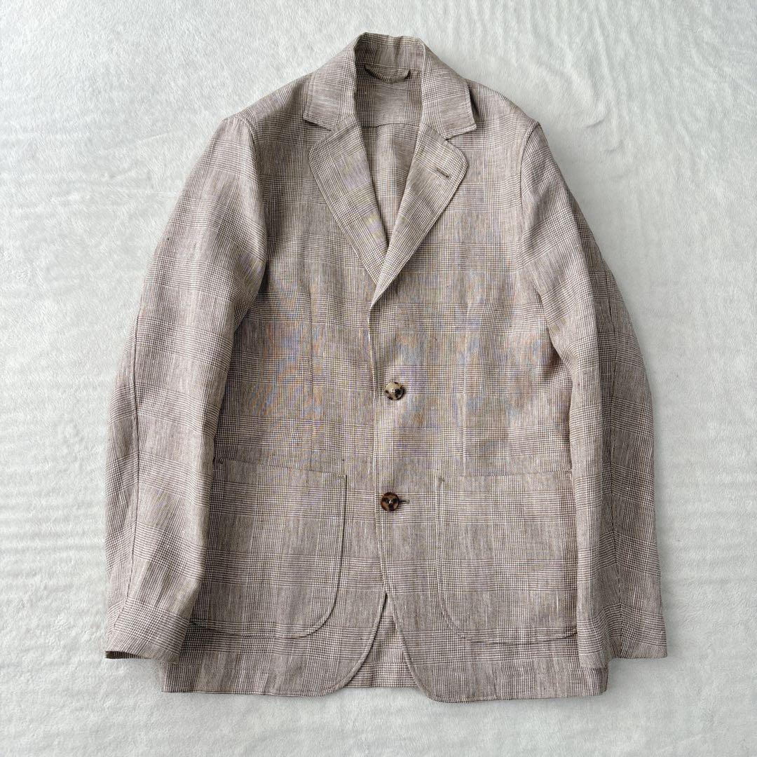【美品】ラルディーニ　テーラードジャケット　リネン混　ブラウン　紳士服　茶色