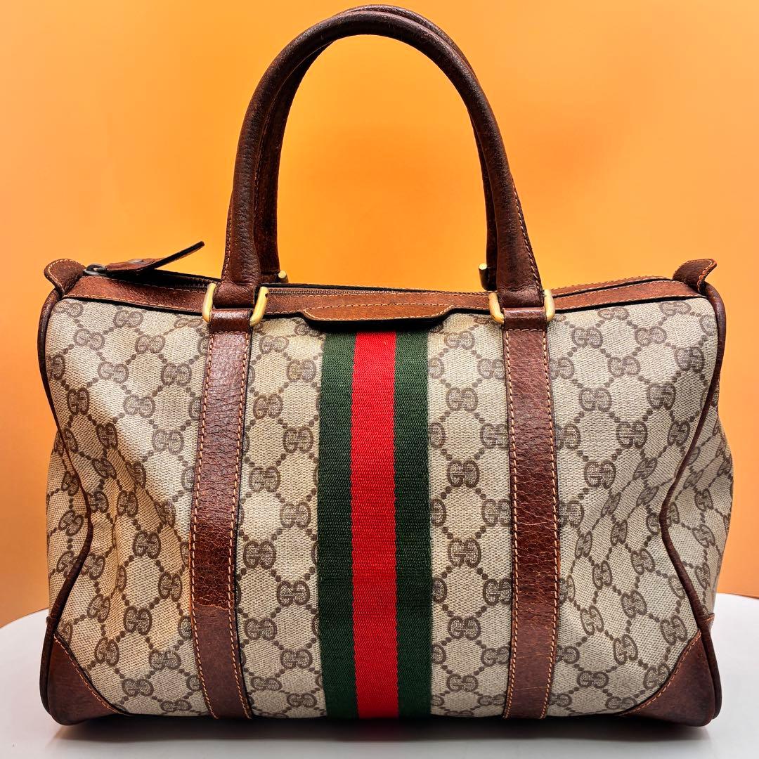 GUCCI グッチ GGキャンバス シェリーライン ミニボストンバッグ