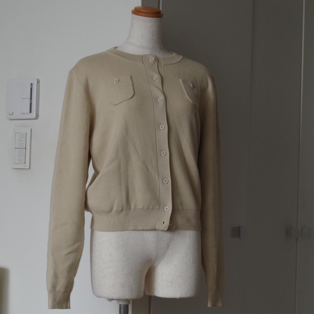 CABaN ライトベージュ コットンカシミヤ カーディガン　S