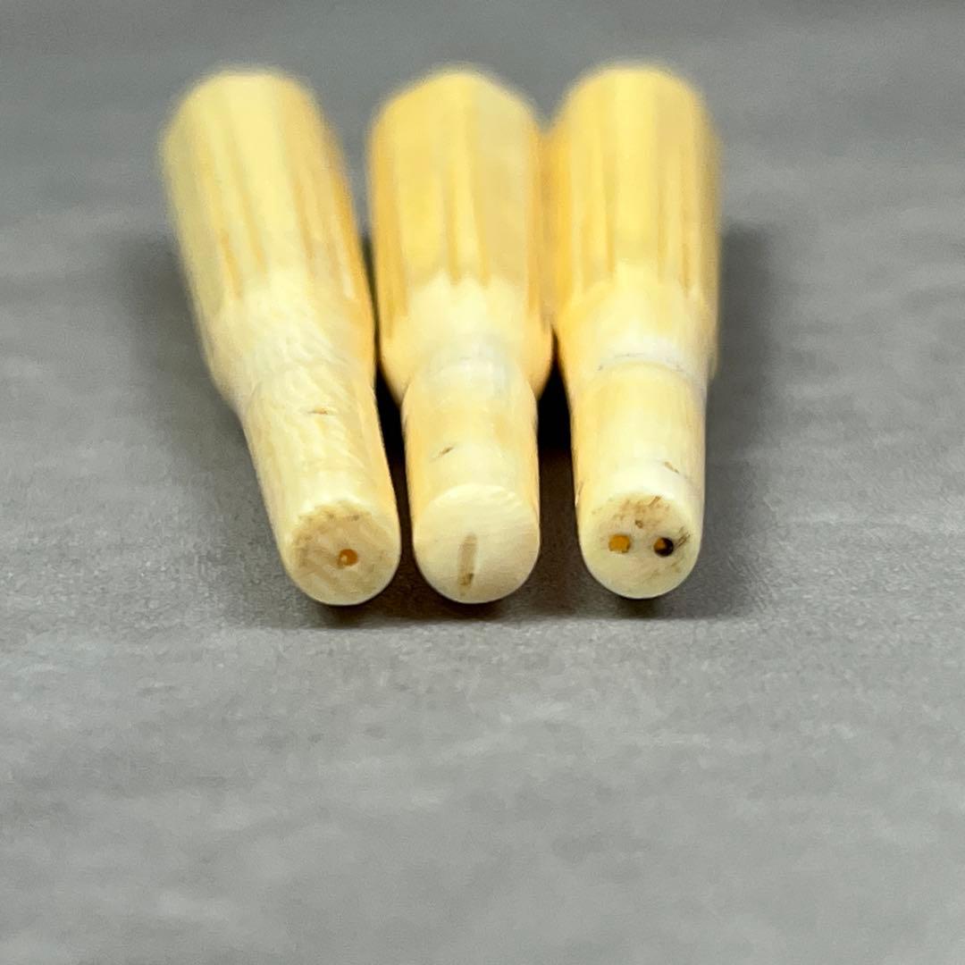 最高級天然素材　三味線糸巻き3本セット　細棹　中棹　素六面取り　直径16mm