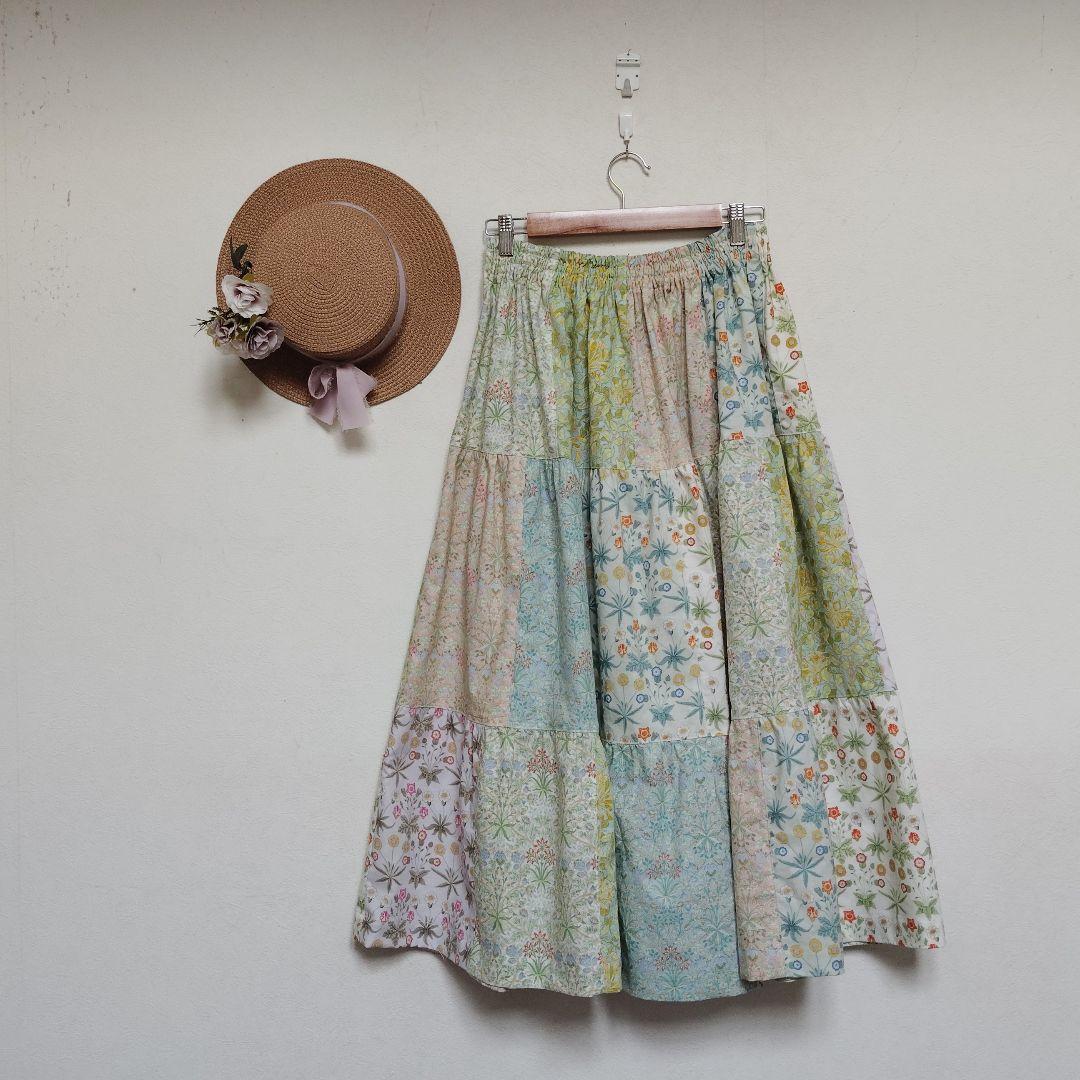 handmadeウィリアムモリスパッチワークスカートfree