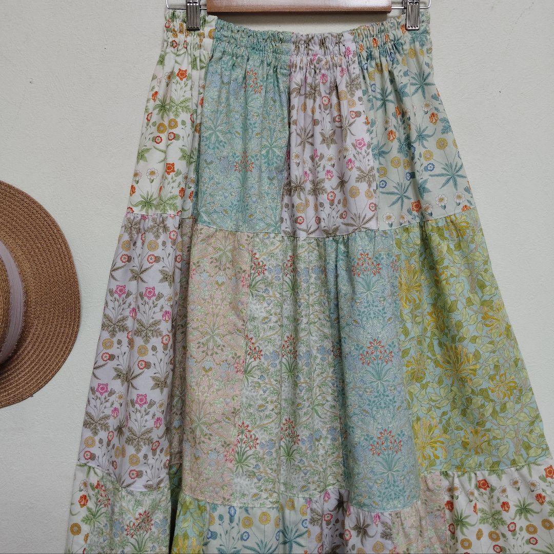 handmadeウィリアムモリスパッチワークスカートfree