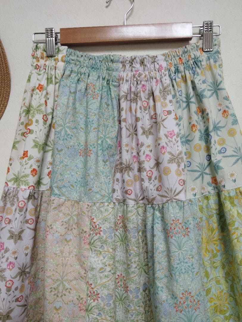 handmadeウィリアムモリスパッチワークスカートfree