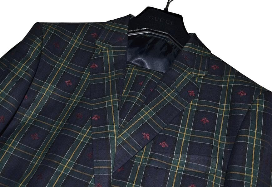 【未使用品】GUCCI グッチ 国内正規 高級ブラックウォッチスーツ 54 伊製