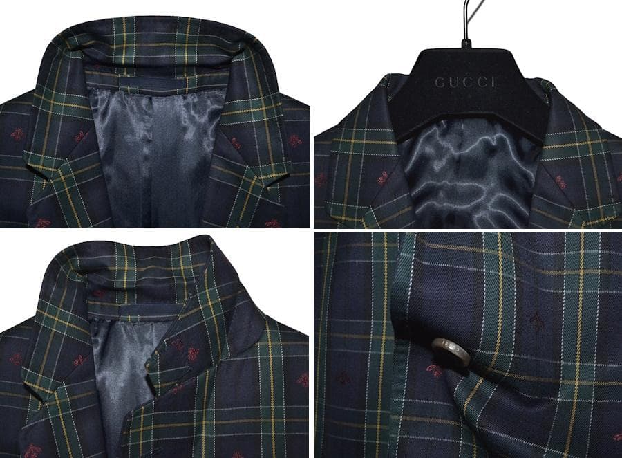 【未使用品】GUCCI グッチ 国内正規 高級ブラックウォッチスーツ 54 伊製