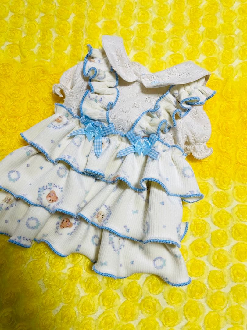 ♡5malu♡　ハンドメイド　犬服　わんこ服　3段フリル お散歩ワンピ