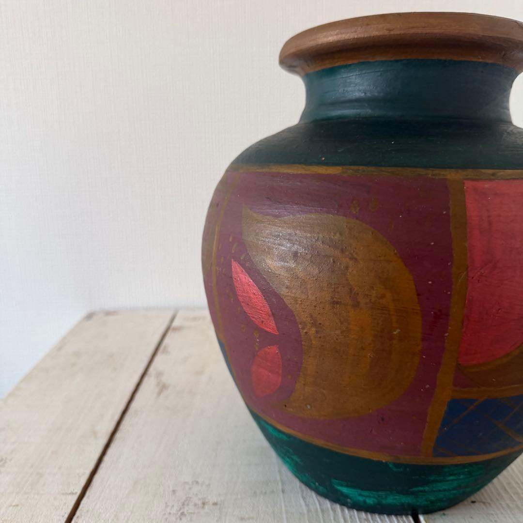 フィリピン民藝品　陶器製花器　壺